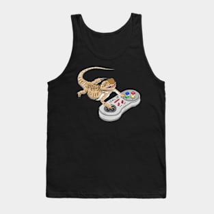 Bearded Dragon Playing Video Game Reptiles Pagona Gamers Tank Top